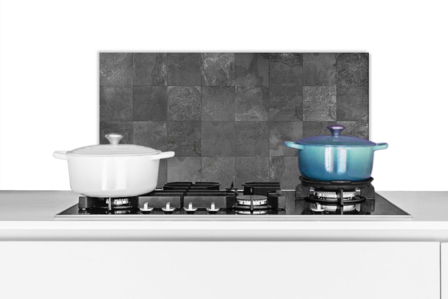 - (1-tlg), Schwarz Weiß, cm, Fett - MuchoWow für und - Texturen Wandschutz, Küchen Fliese gegen 60x30 Schmutzflecken Küchenrückwand