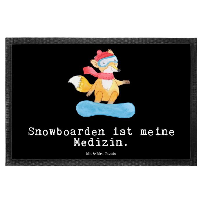 Fußmatte Fuchs Snowboarden Medizin - Schwarz - Geschenk Sport Türvorleger S Mr. & Mrs. Panda Höhe: 0.6 mm