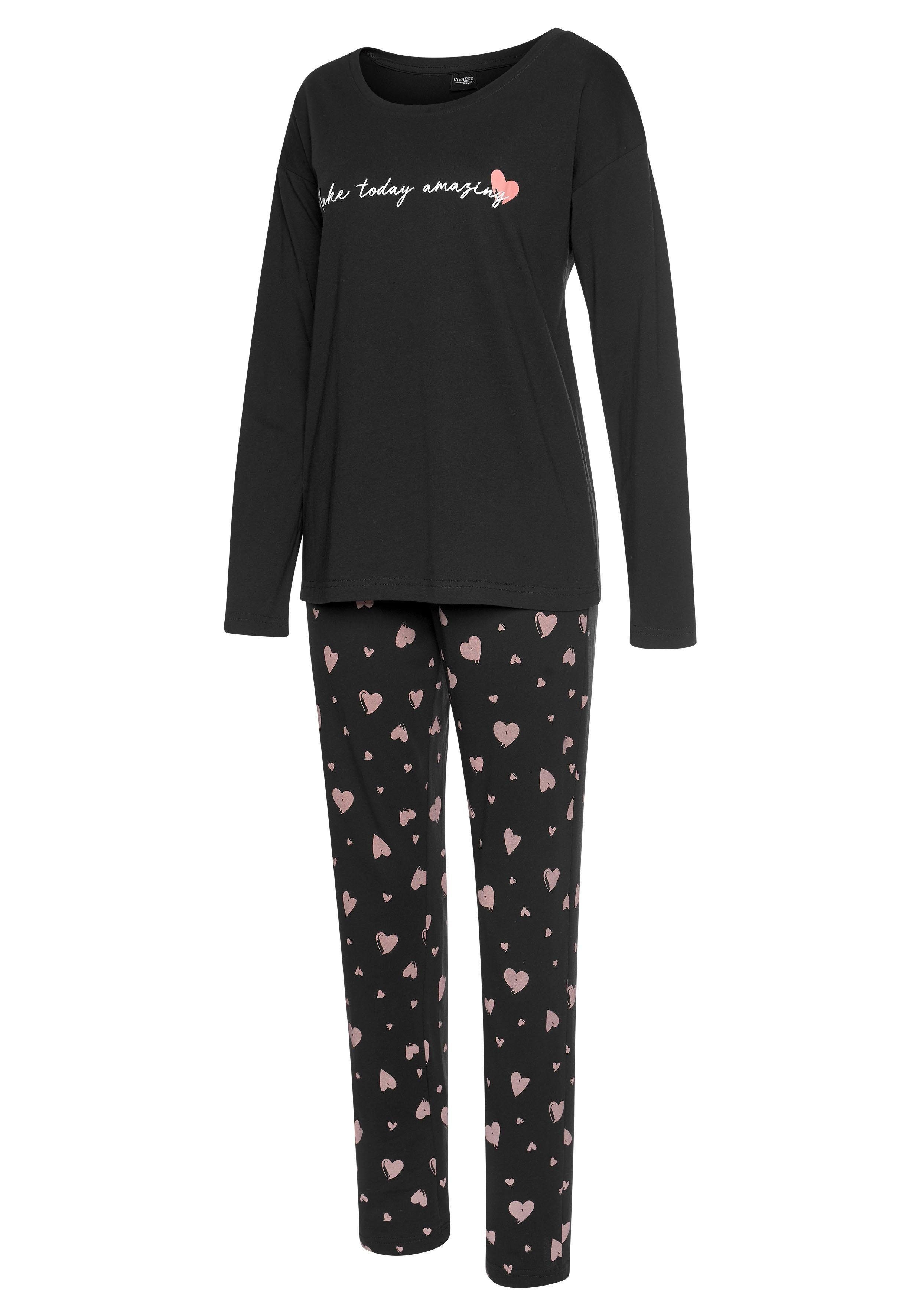 Vivance Dreams Pyjama (2 tlg) mit Herzmuster günstig online kaufen