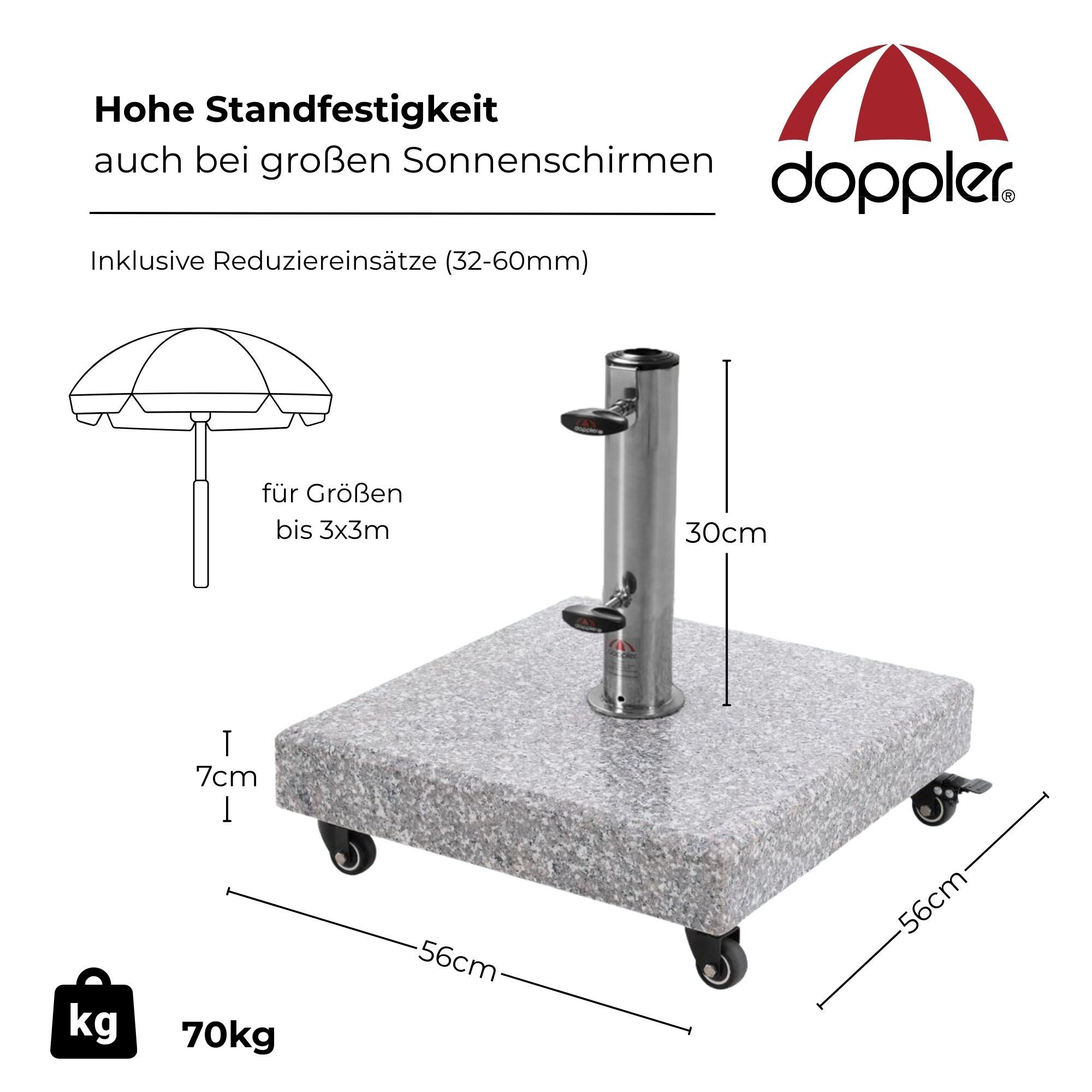 doppler® Betonschirmständer Doppler Granitsockel MYZONE Granit Hell Granit-Schirmständer 70 kg