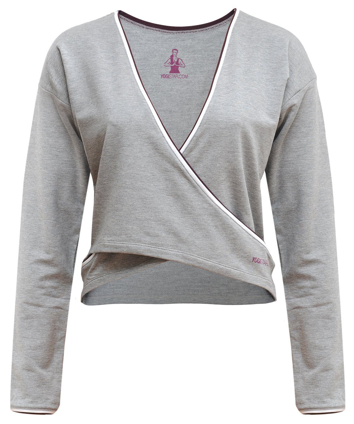 Yogistar Yoga-Sweatjacke Yoga Shirt Rhianna (Standard, 1-tlg., Standard) Hochwertiges, kuscheliges Langarmtop mit Wickeloptik. grau