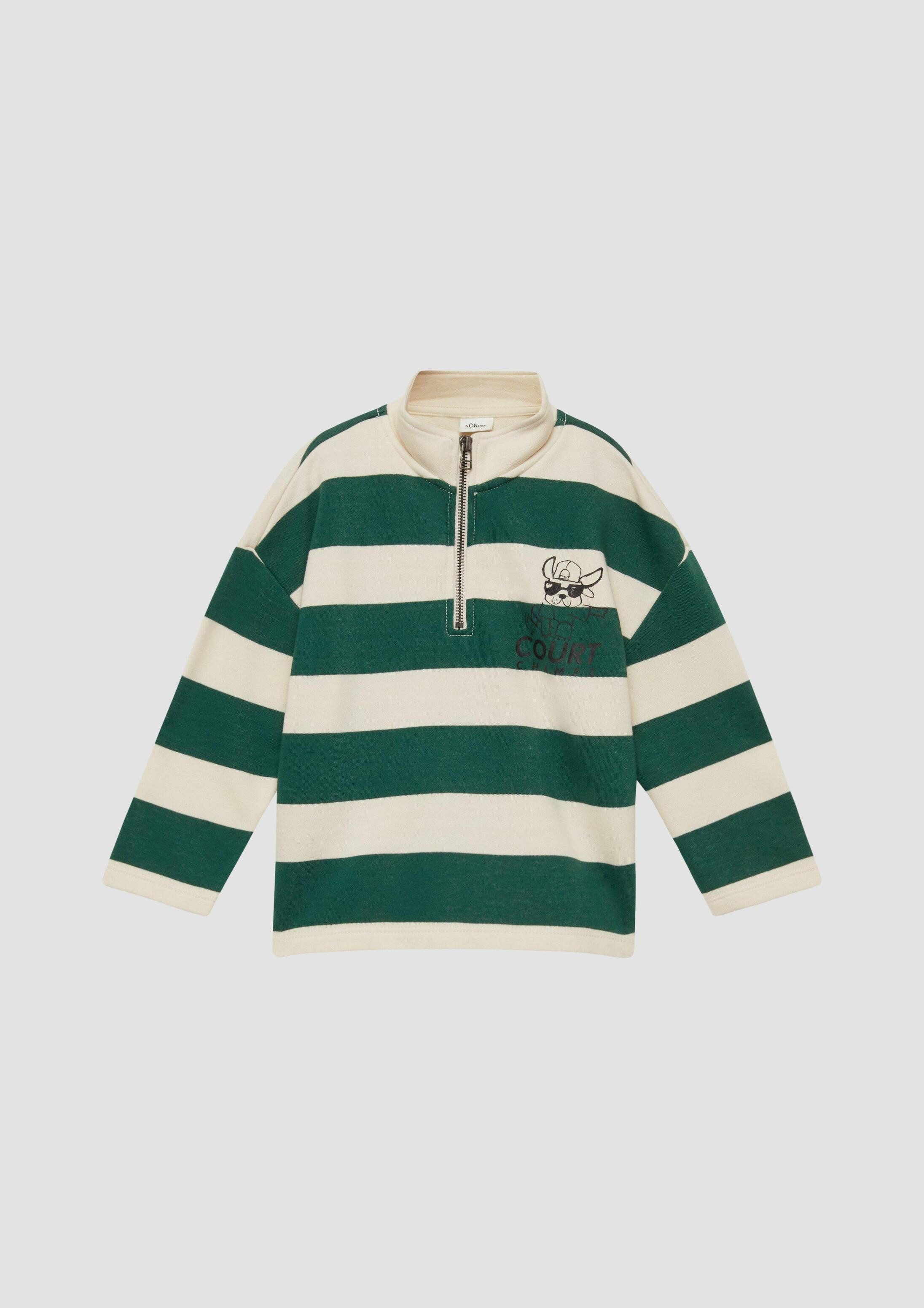 s.Oliver Sweatshirt Sweatshirt Oversize-Sweatshirt mit Print und Stehkragen