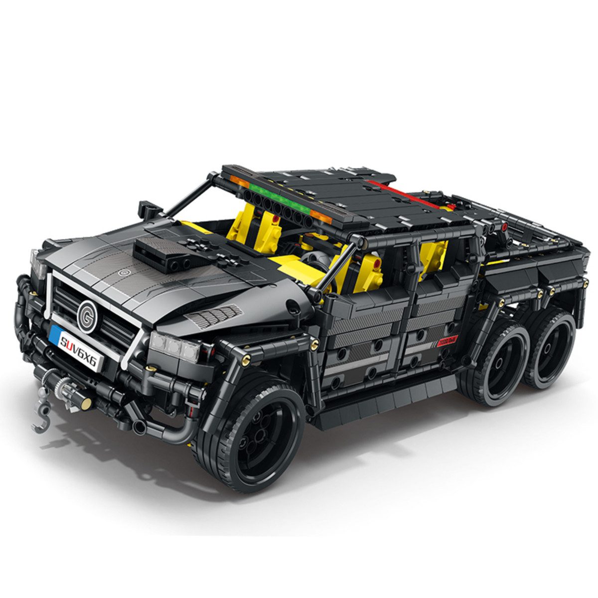 Reobrix 11001-D Spielbausteine, (Klemmbausteinset, 2162 St., Ferngesteuerter Geländewagen Klemmbaustein Set), Geländewagen mit 6WD Antrieb und App Steuerung