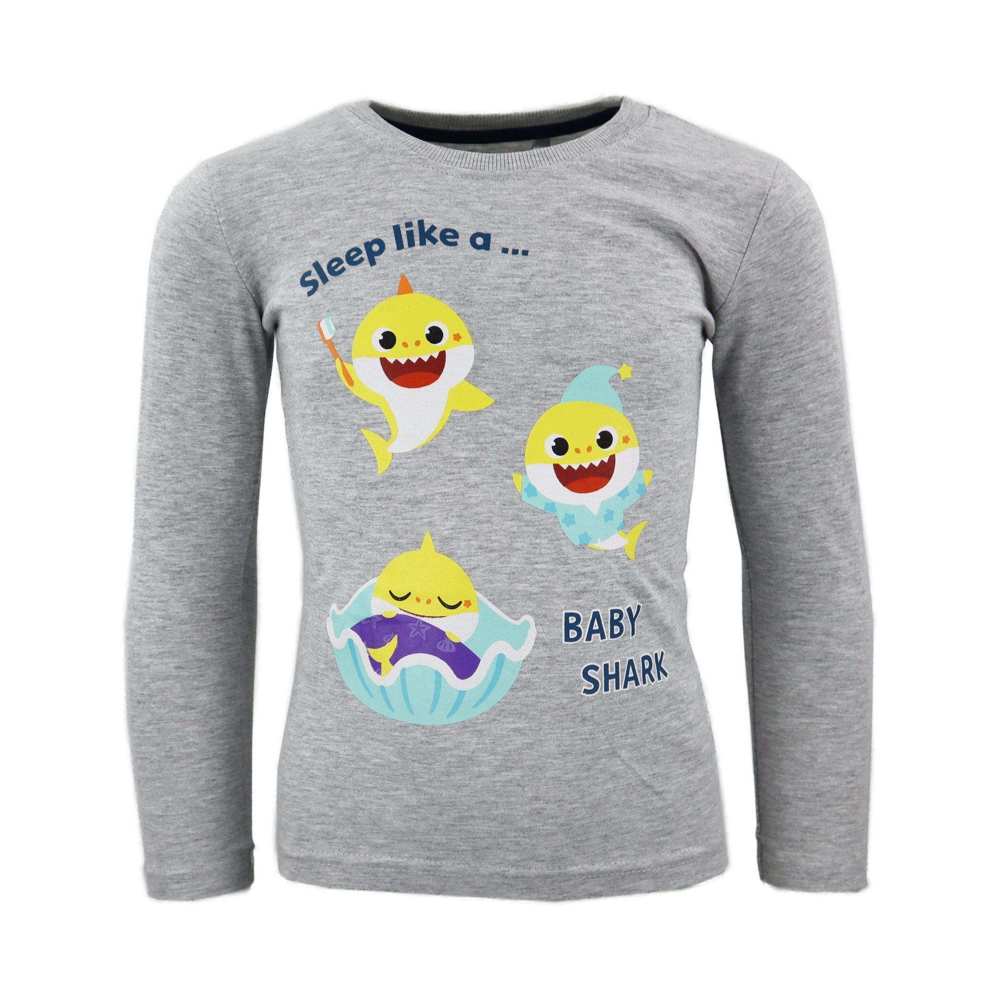 Baby Shark Schlafanzug Baby Shark bis Grau Gr. Kinder 92 Hai Baby 116 Pyjama langarm