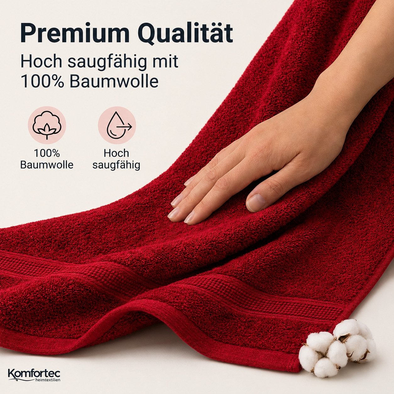 Komfortec Gästehandtücher Set aus 100% Baumwolle, (12-St)