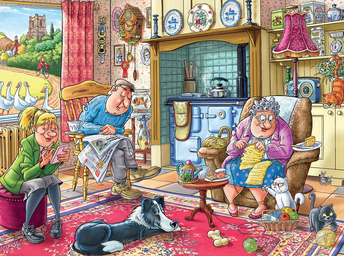 Jumbo Spiele Puzzle Wasgij Mystery 17 Friede, Freude, Eierkuchen! 950 Teile Puzzle, 950 Puzzleteile, Made in Europe