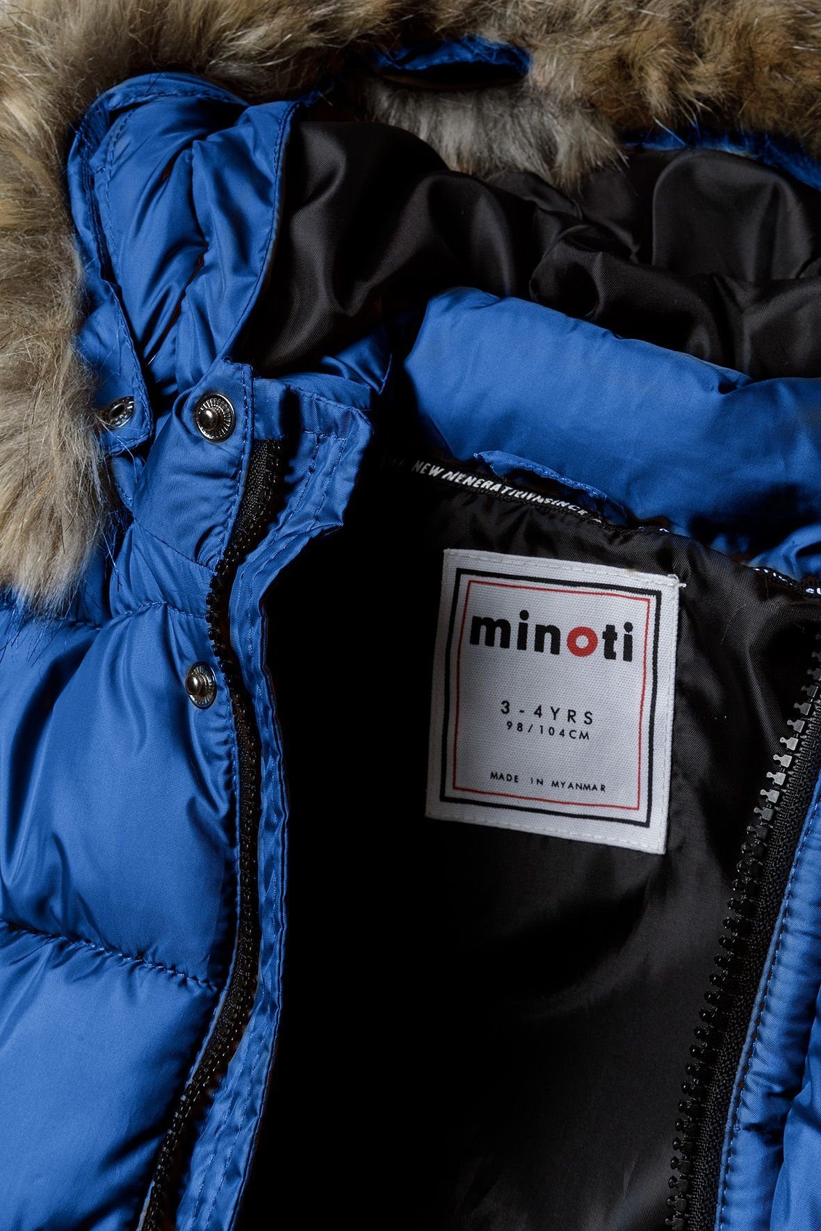 MINOTI Kapuze (2-14y) Winterjacke Blau flauschiger mit