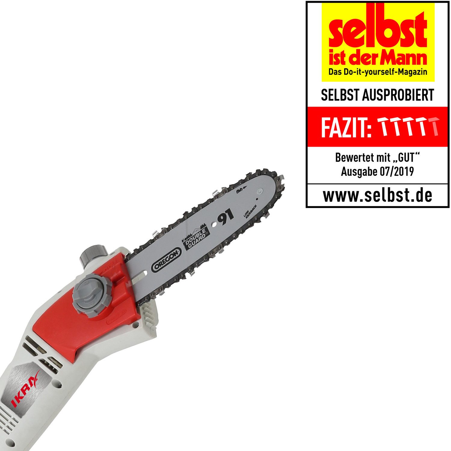 ikra GmbH Hochentaster IEAS 750, bis 4 m Arbeitshöhe, (mit Ersatzkette), 18,5 cm Schnittlänge, 750 W, inkl. Ersatzkette & Schultergurt