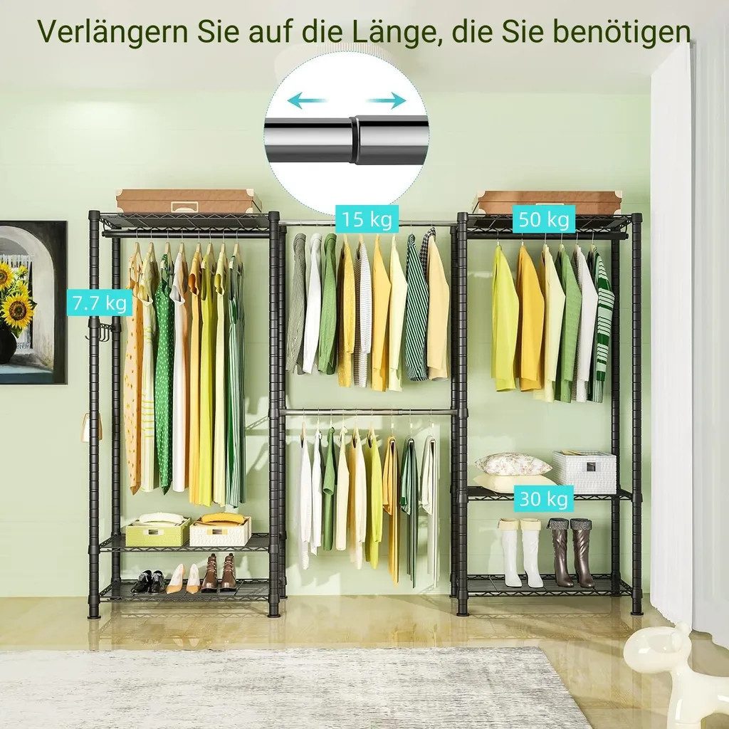 LUCKZON Kleiderständer mit Höhenverstellbaren Einlegeböden freistehend günstig online kaufen