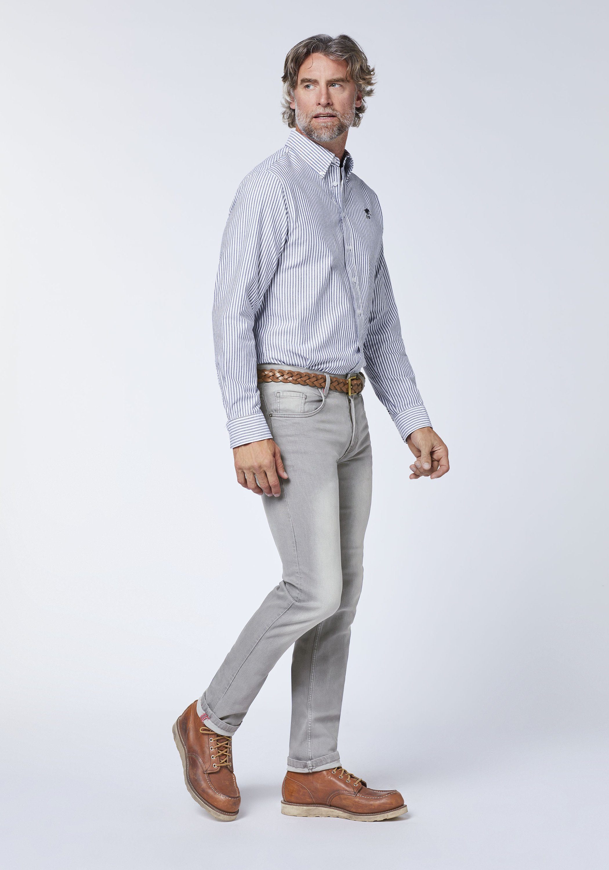 Oklahoma Jeans Straight-Jeans in hellgrauer Waschung (1-tlg)