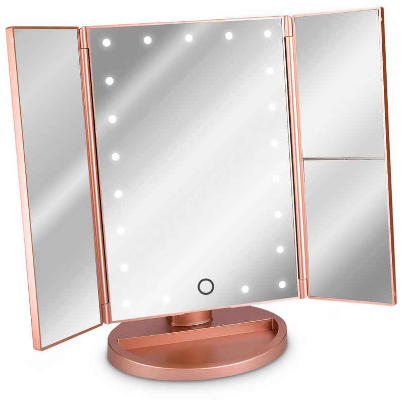 Navaris LED Taschenlampe Kosmetikspiegel faltbarer Standspiegel - beleuchtet