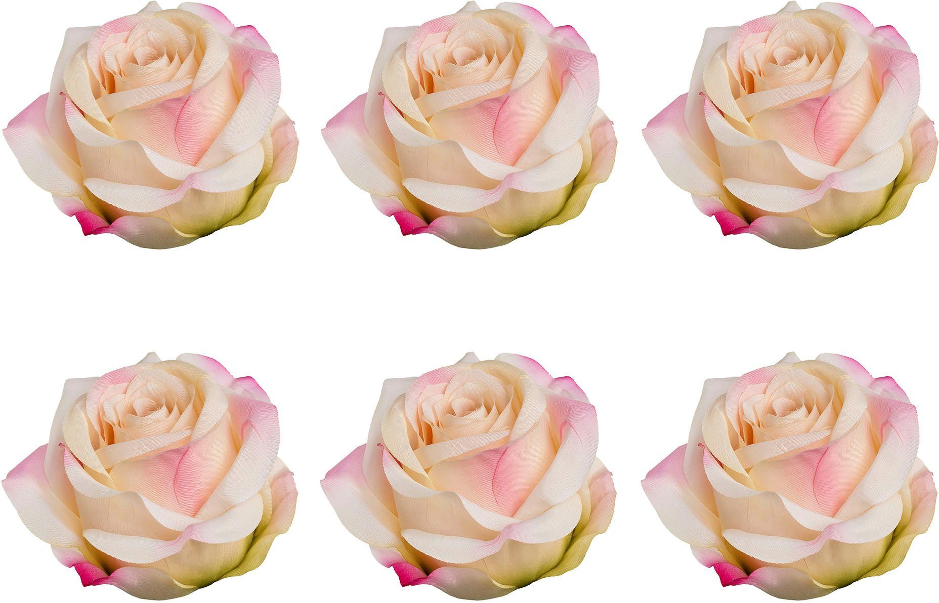 Kunstblume Rose mit Clip Rose, Creativ green, Höhe 8,5 cm, im 6er Set