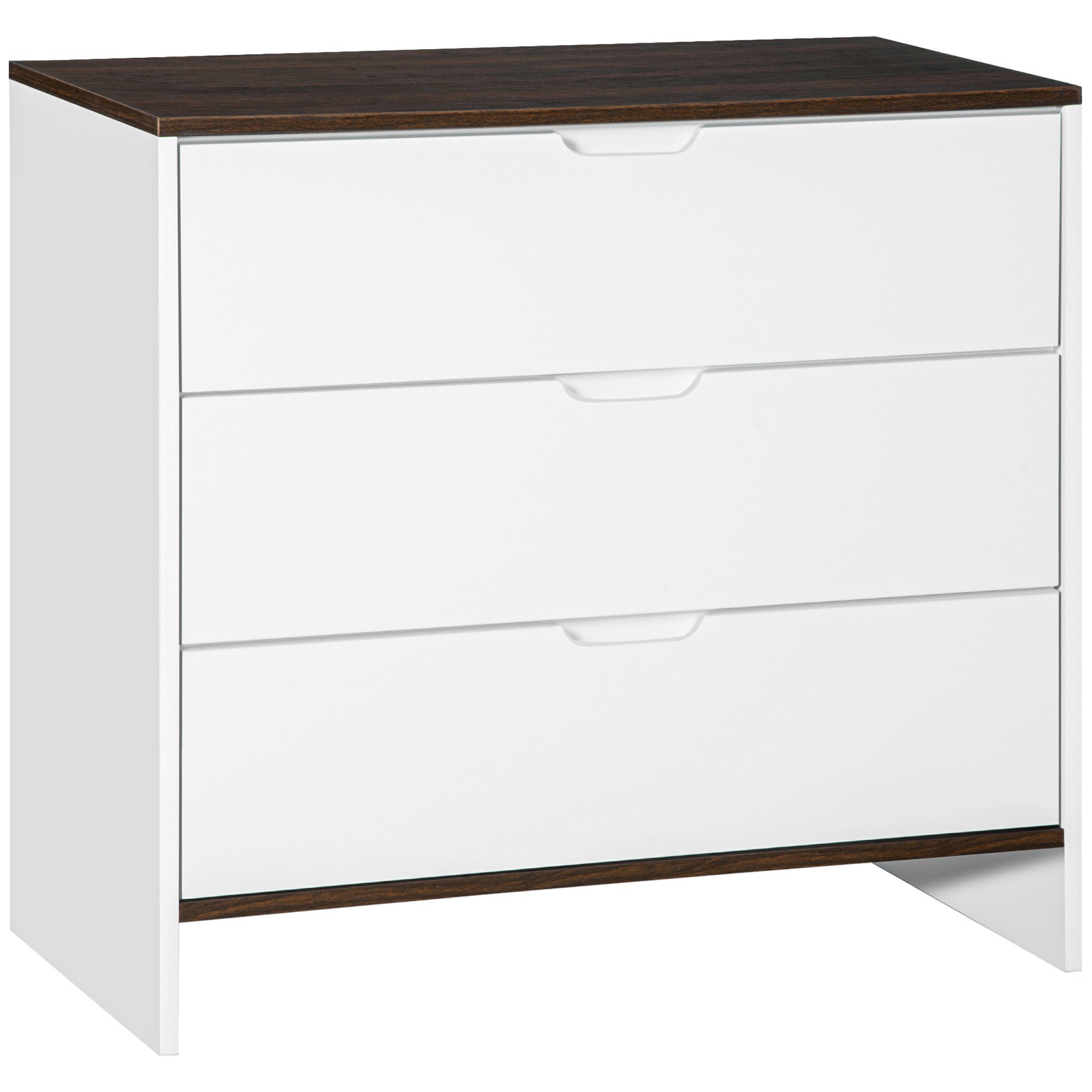 HOMCOM Kommode im Moderne Design 3 Schubladen 80 cm × 40 cm × 73 cm MDF-Holz