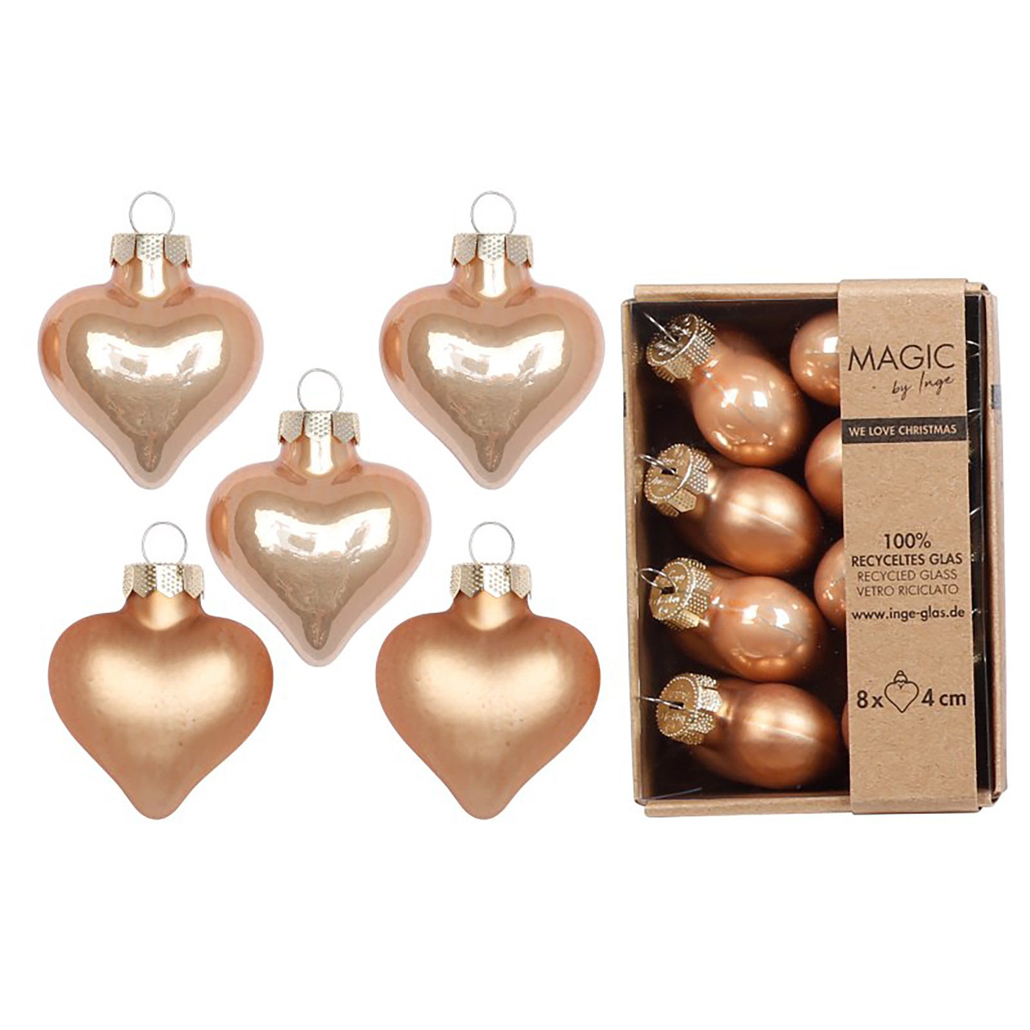 MAGIC by Inge Christbaumschmuck, Christbaumschmuck Herzen 4cm Glas 8 Stück günstig online kaufen