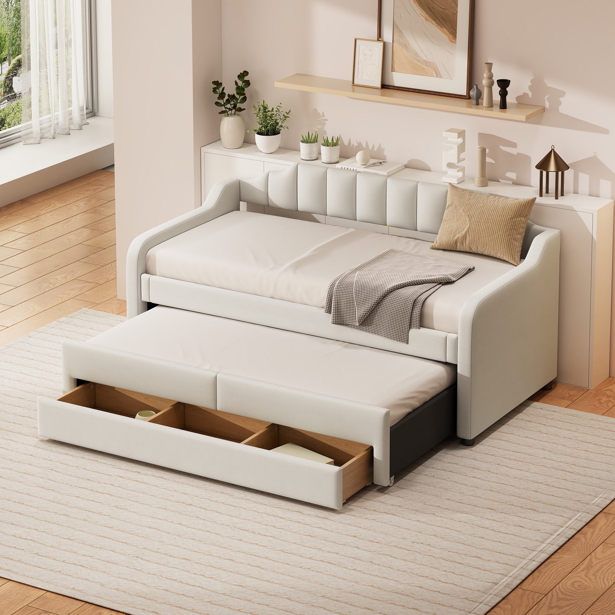 Flieks Daybett, Schlafsofa Tagesbett 90x200cm mit Schubladen und Ausziehbet günstig online kaufen