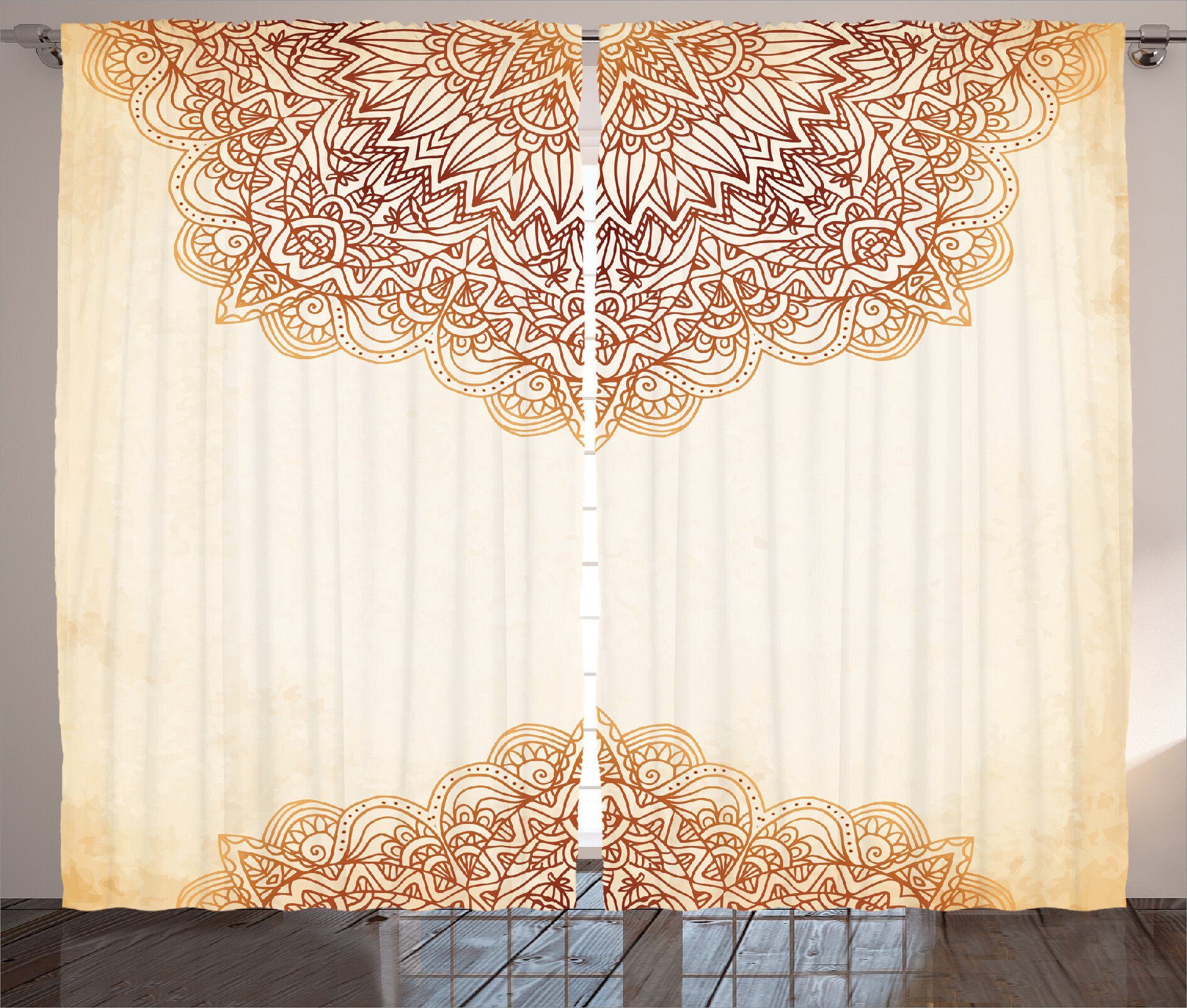Gardine Schlafzimmer Schlaufen Abakuhaus, Klassiker Vorhang Haken, mit Kräuselband Oriental Mandala und