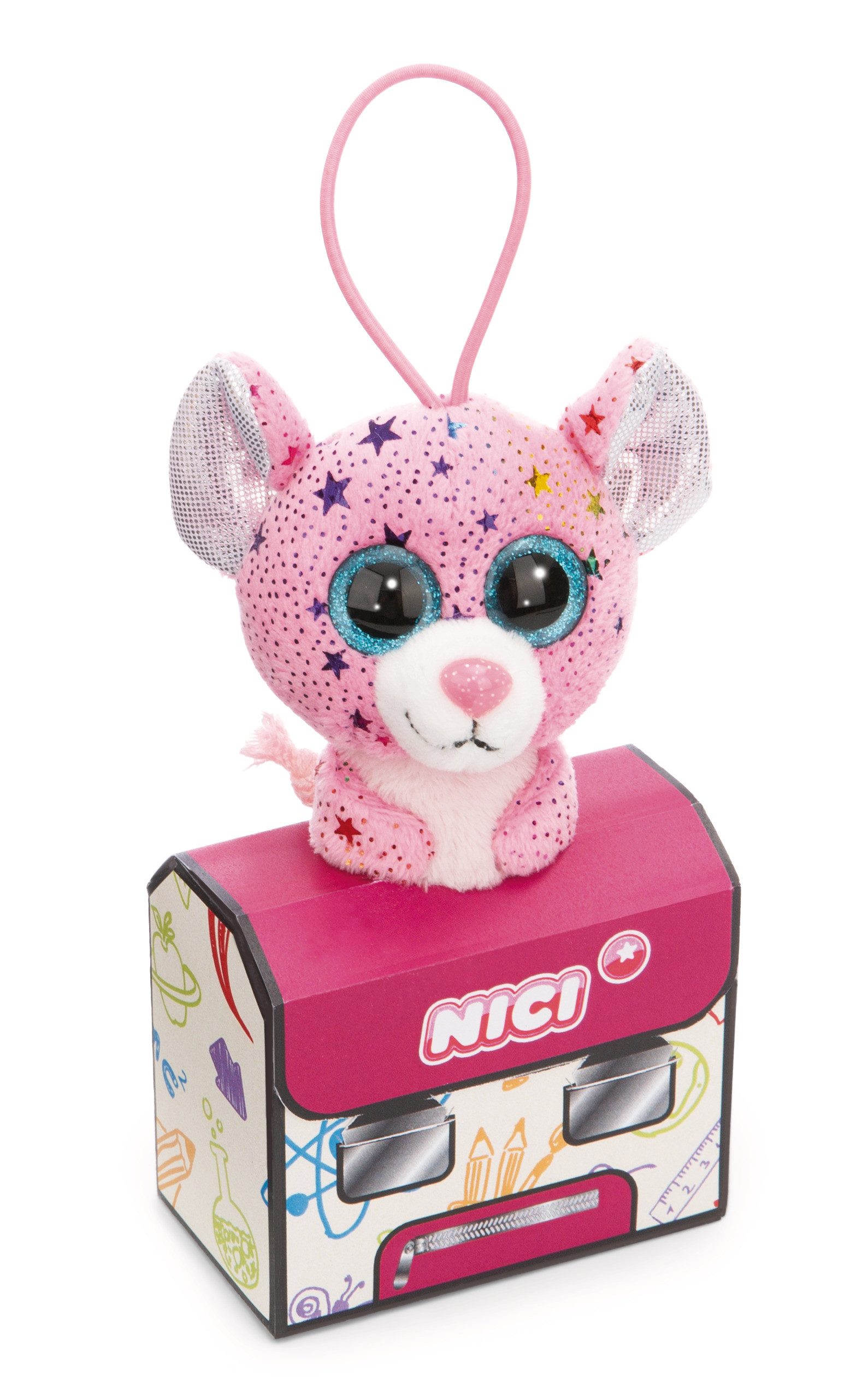 Nici Schultüte Glubschis Kuscheltier Anhänger 9 cm Maus Miss Mausie Schlüsselanhänger, als Back to School Geschenk, mit großen Glitzeraugen im Schulranzen