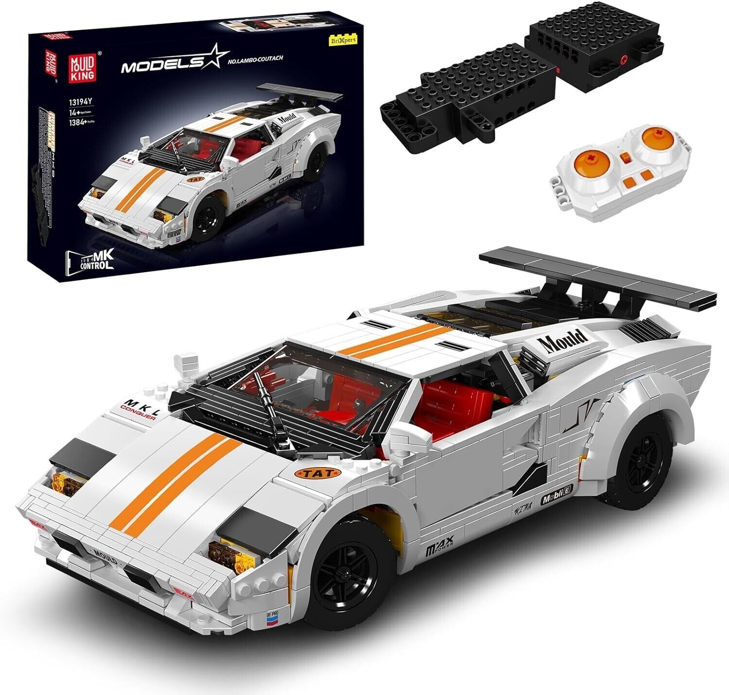 Mould King Mould King 13194 Lamborghini Countach RC-Modell 1384 Teile Konstruktions-Spielset, (1384 St)