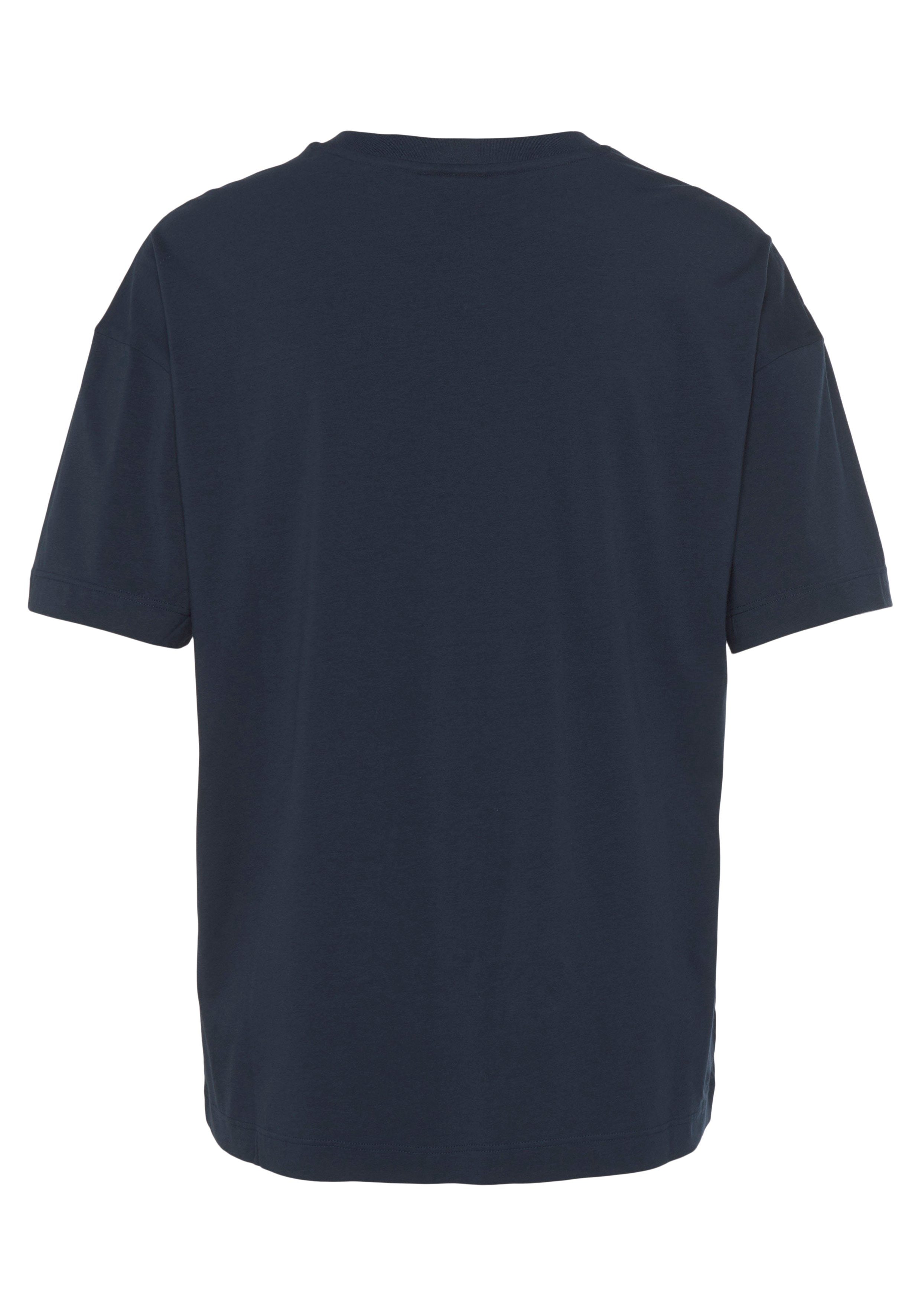 auf T-Shirt HUGO mit der Unite Schriftzug Brust kontrastfarbenen HUGO T-Shirt