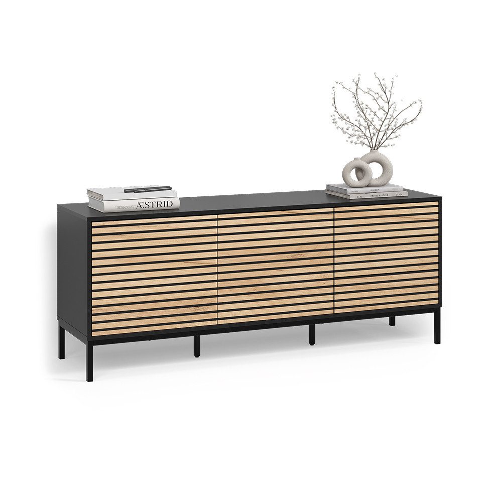 Livinity® Lowboard Aterno, Goldkraft Eiche/Anthrazit/Anthrazit, mit 3 Schubladen (1 St)