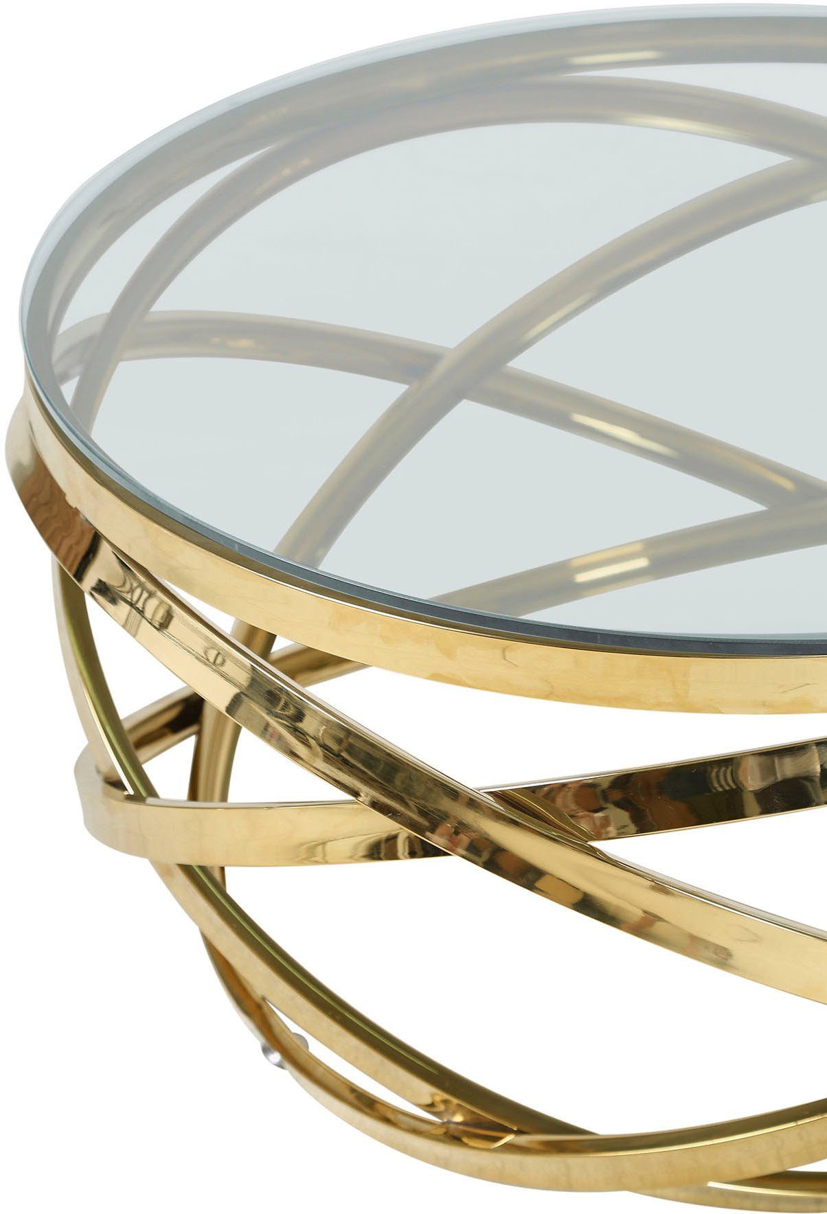 SalesFever Couchtisch mit Design-Gestell in Stainless Steel für stilvolles Wohnen, Gestell gefertigt aus rostfreiem Edelstahl