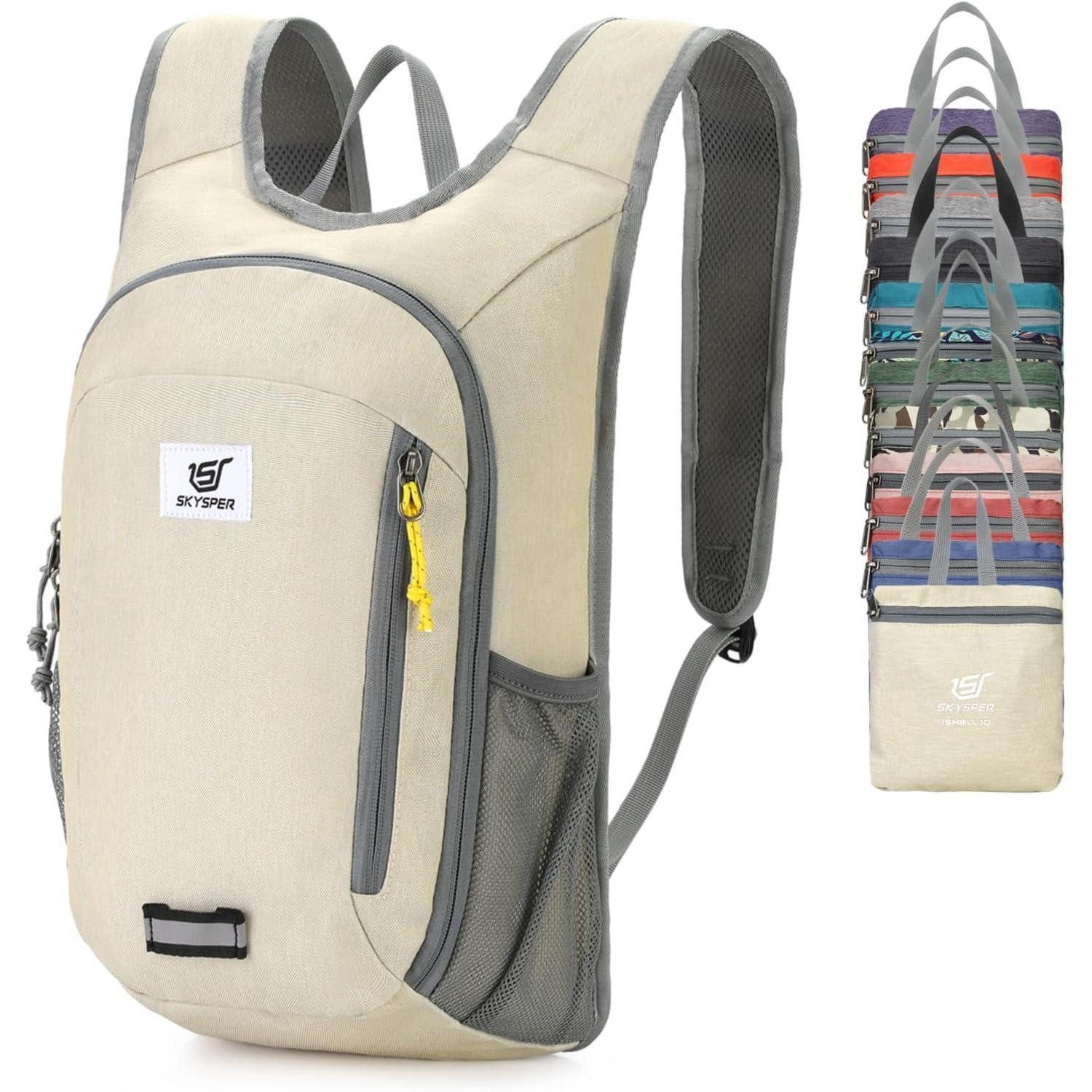 Tagesrucksack Rucksack Faltbar Ultraleicht Wasserfest 10L 15L 20L Daypack 10L Beige