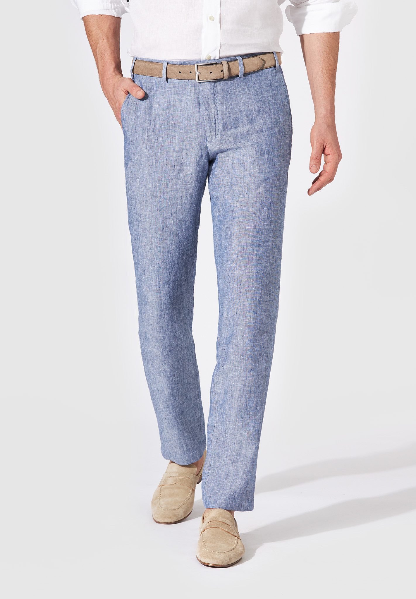 Hiltl Leinenhose Parma I - Gewaschener Leinen, Regular-Fit, Leinen-mittelblau-50