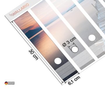 Wallario Etiketten Steg am See- Idylle bei Sonnenuntergang, Ordnerrücken-Sticker in verschiedenen Ausführungen