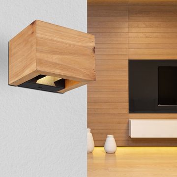 etc-shop LED Wandleuchte, Leuchtmittel inklusive, Warmweiß, Wandleuchte Wandlampe Holzleuchte Designleuchte Wohnzimmer Up-