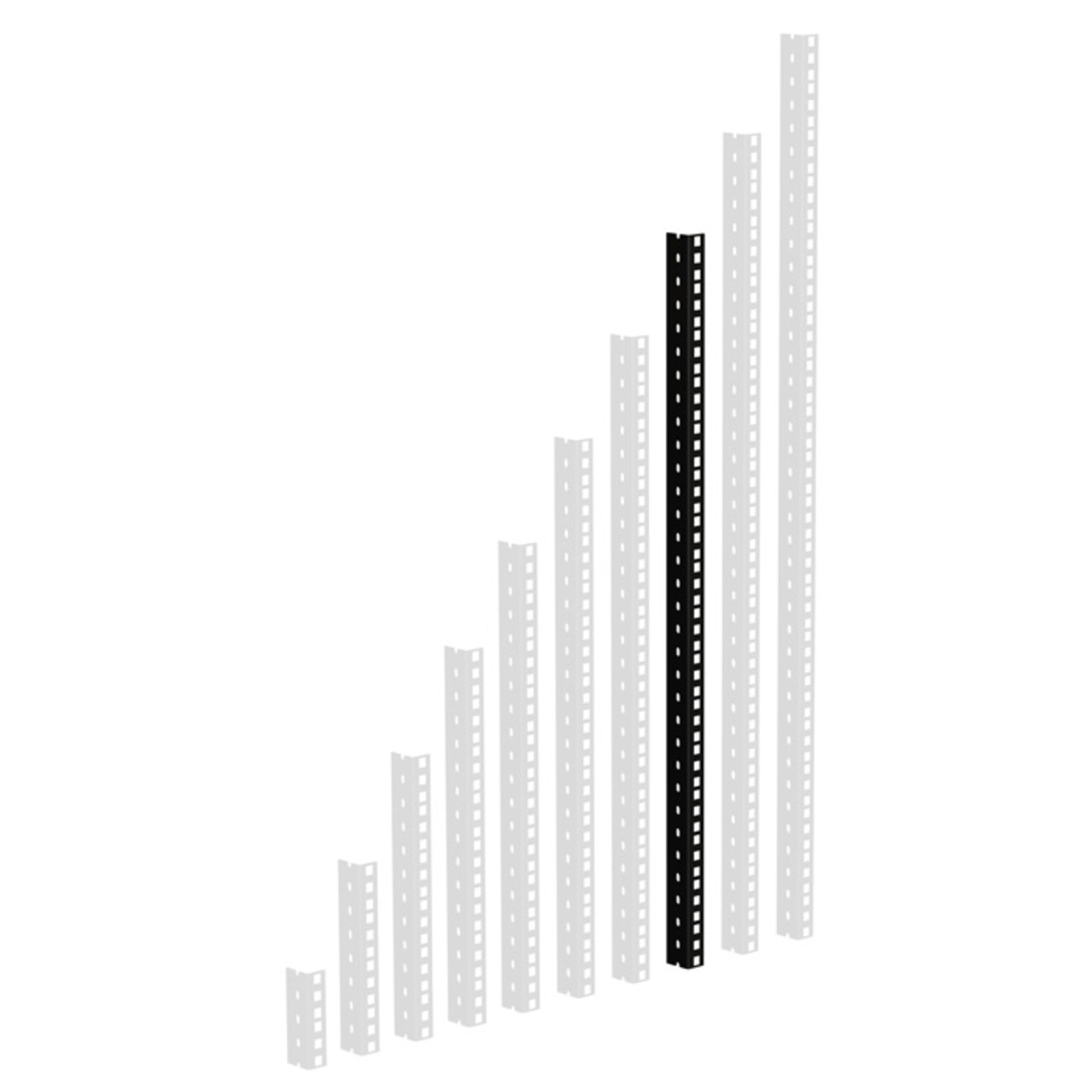 Adam Hall Laufschienenprofil (Fittings, Профили), 61535B16 Rackschiene, schwarz gestanzte Löcher, 16 HE - Profil