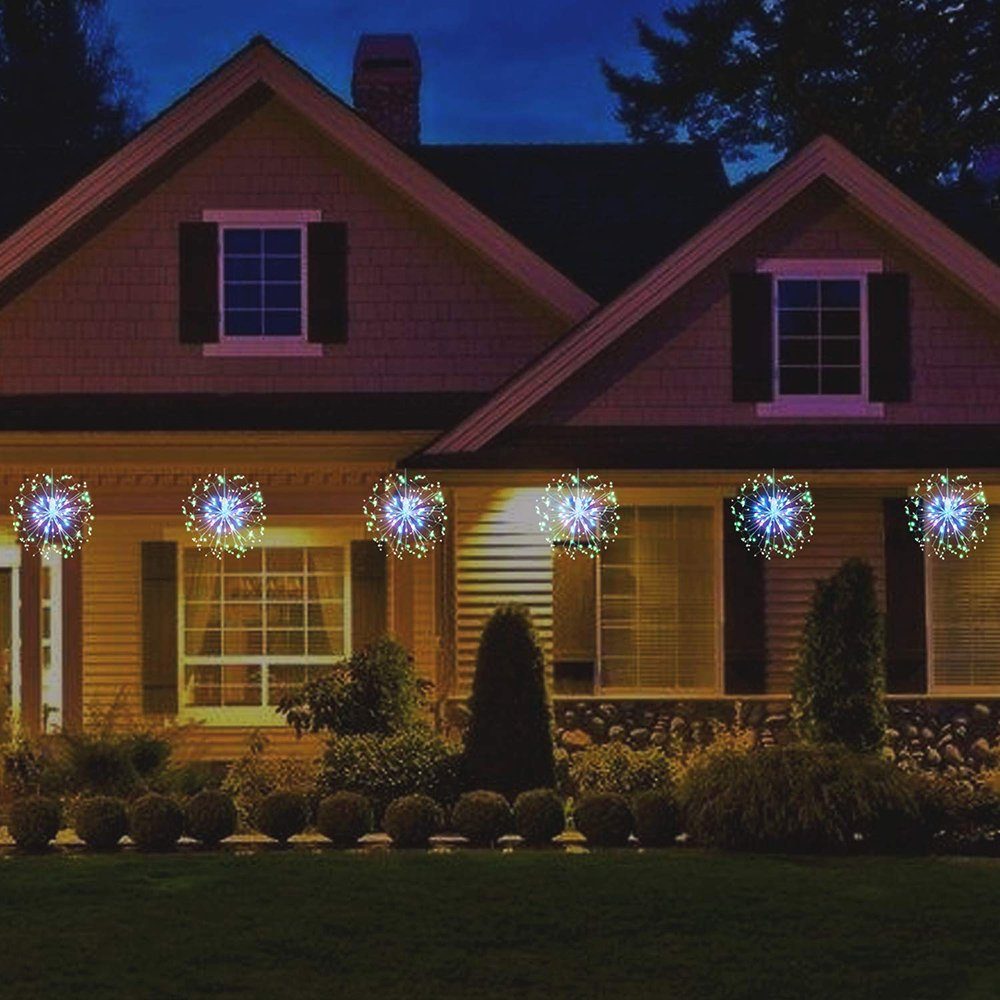 Sunicol LED-Lichterkette Feuerwerk, Batteriebetrieben, Außen mit Beleuchtun, Weihnachten Wasserdicht, 8 Starburst Fernbedienung,Timer Modi Deko Innen für Garten Mehrfarbig