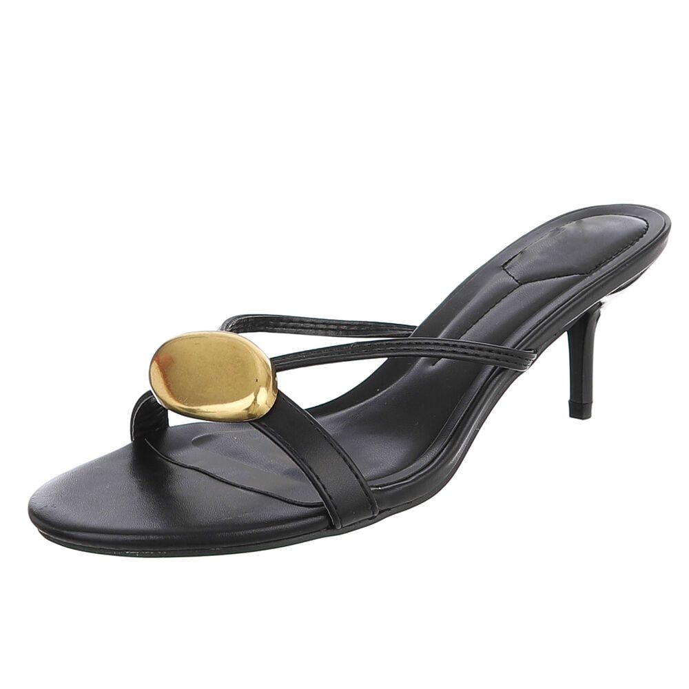 Ital-Design Elegante Damen Sandalen mit goldenem Detail für Anlässe Pantole günstig online kaufen