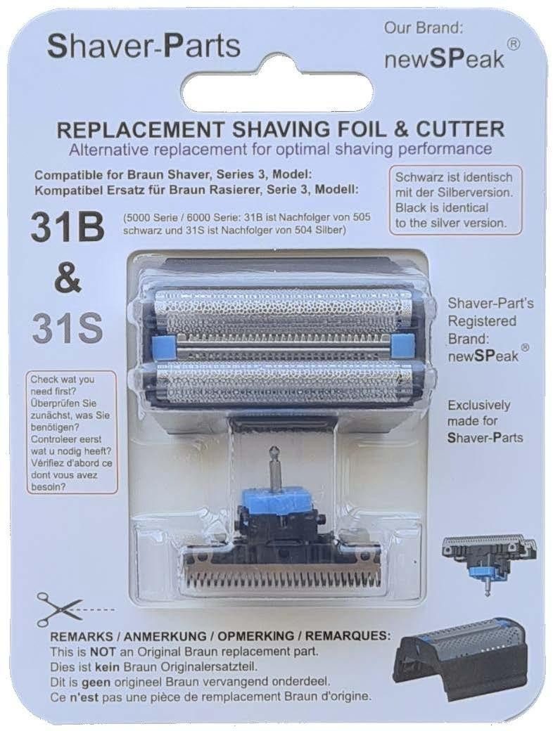 Scanpart Ersatzscherköpfe Kompatible Braun 31B, Kompatibel mit Braun Serie 3, langlebig, passgenau