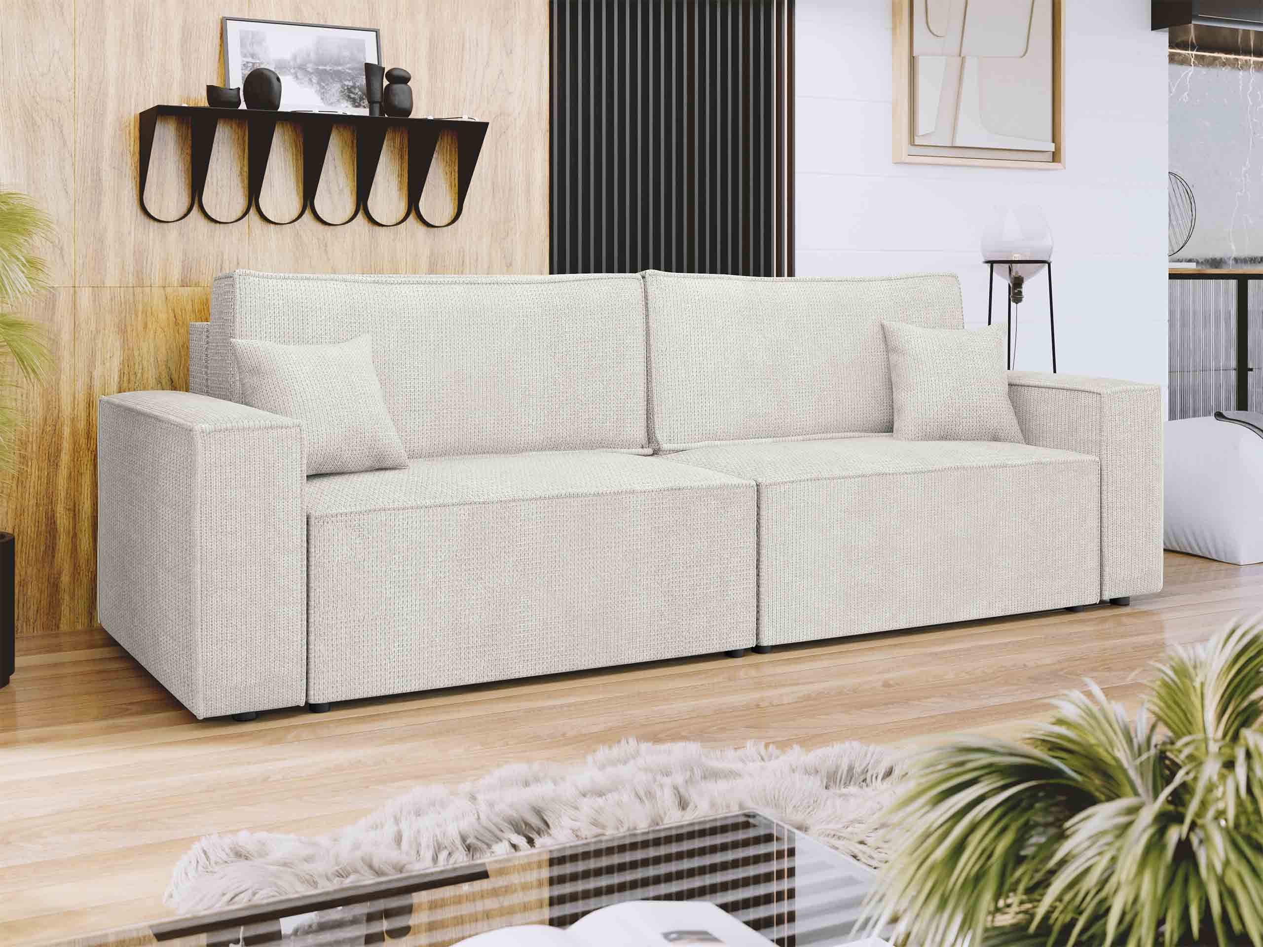 MIRJAN24 Schlafsofa Karl, mit zwei Bettkästen und Schlaffunktion, 245x90x82 cm, Wellenfeder