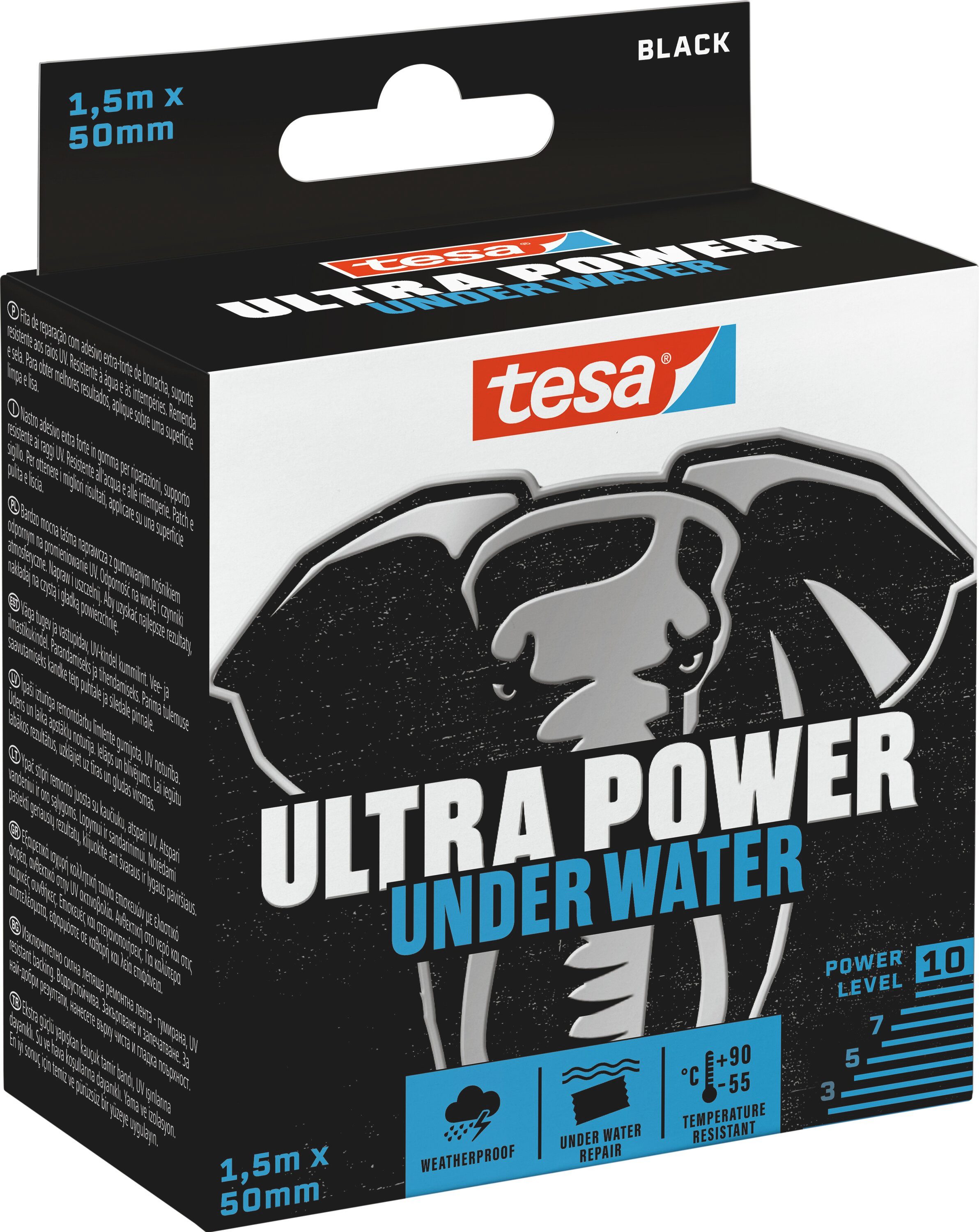 tesa Klebeband (Packung, 1-St) ideal zum Reparieren, Abdichten & Befestigen - schwarz