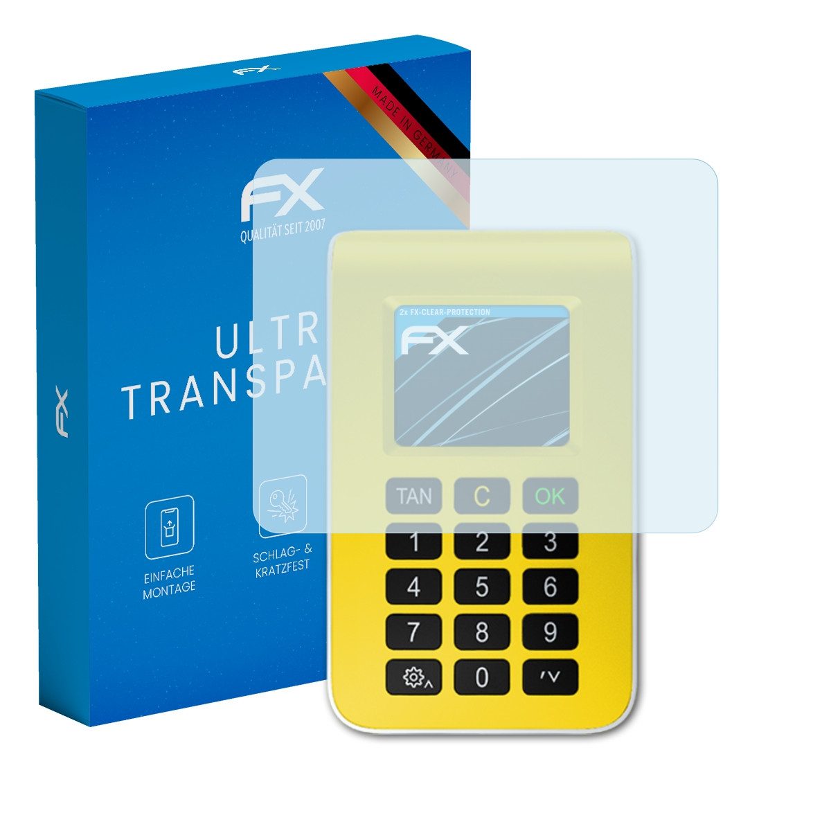 atFoliX Schutzfolie Displayschutz für Reiner SCT Authenticator, (2 Folien), Ultraklar und hartbeschichtet
