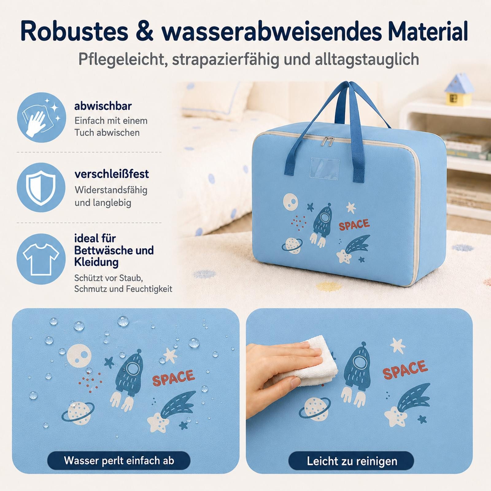 VERCO Reisetasche Kinder Gepäcktasche faltbar für Klassenfahrt (1-tlg), Faltbare Aufbewahrungstasche Kinderzimmer Camping Urlaub