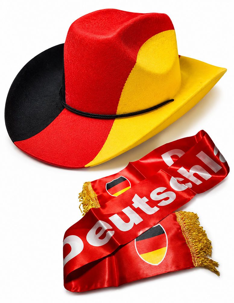 Karneval-Klamotten Kostüm Fußball Weltmeisterschaft WM 2026 Hut mit Schal, Deutschland Fan Artikel Fußball Party Supporter Nationalmannschaft