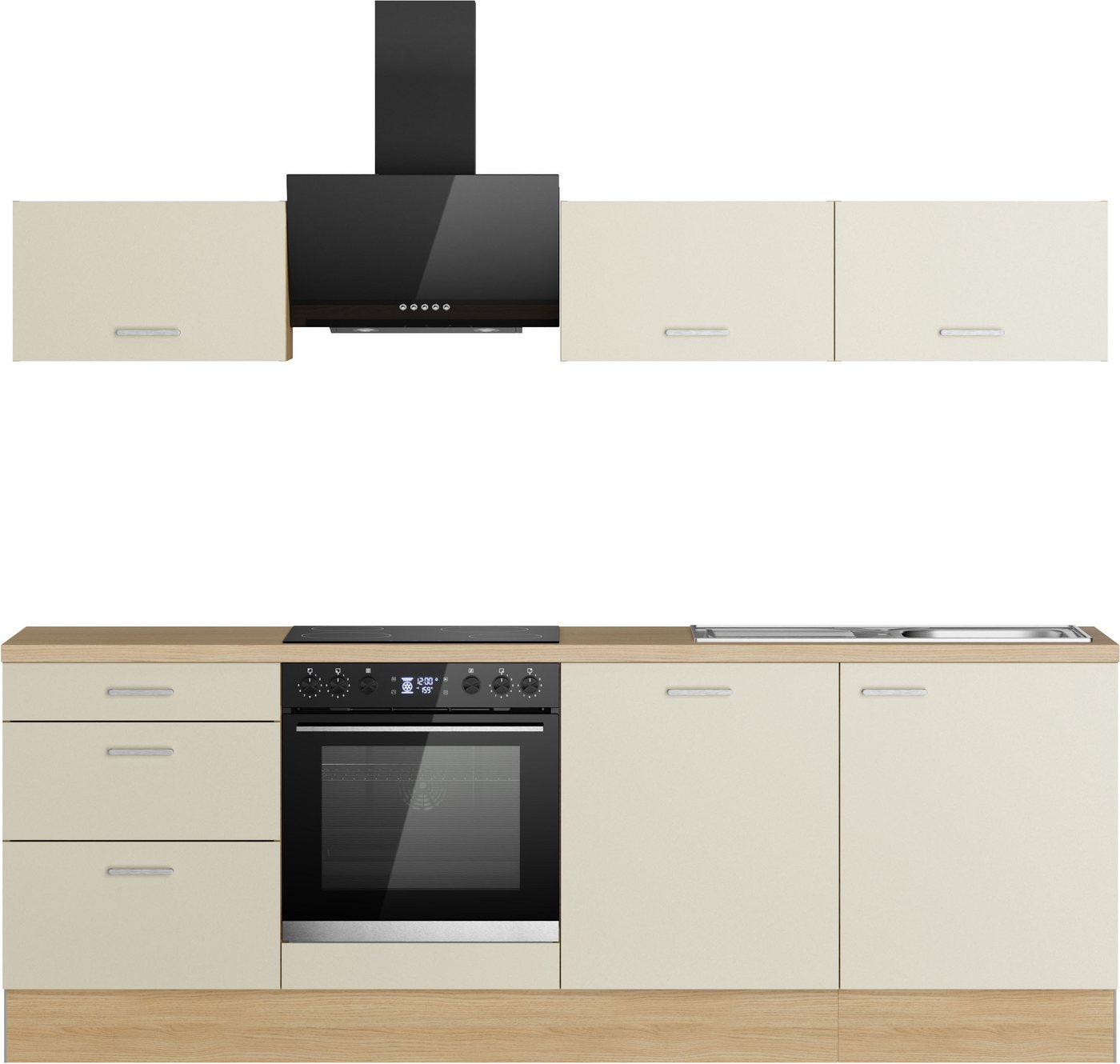 KOCHSTATION Küchenzeile KS-Sion Breite 240 cm, schnelle Montage OPTIsnap, wahlw. m.HANSEATIC-E-Geräten u.Stand Alone