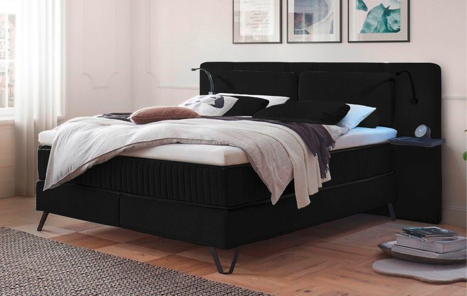 ED EXCITING DESIGN Boxspringbett Milazzo, mit Wireless Charging, Beleuchtung,Wendematratze