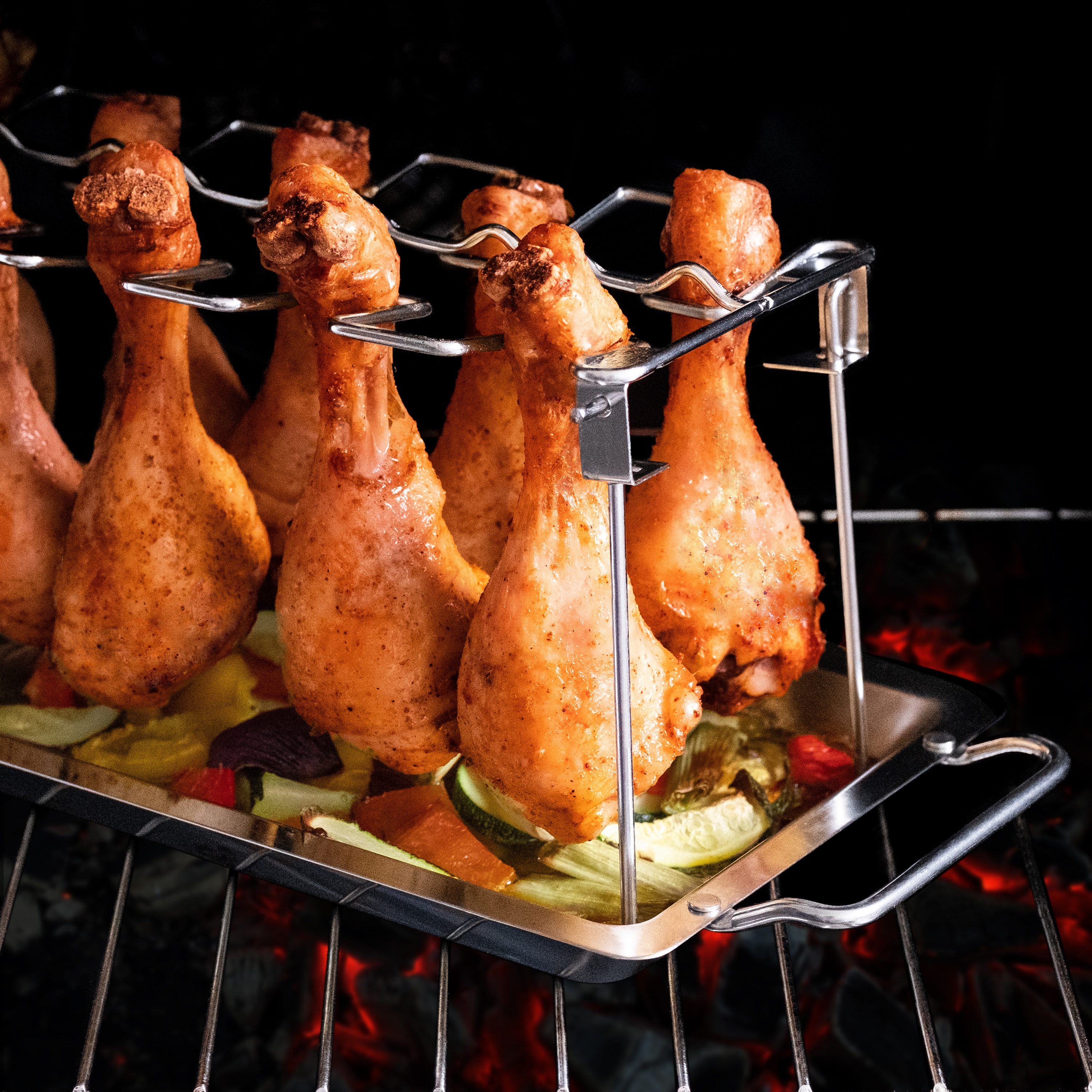 Blumtal Hähnchenbräter Robuster Hähnchen Grill Ständer, für 12 Schenkel, Edelstahl, rostfrei und Spülmaschinengeeignet