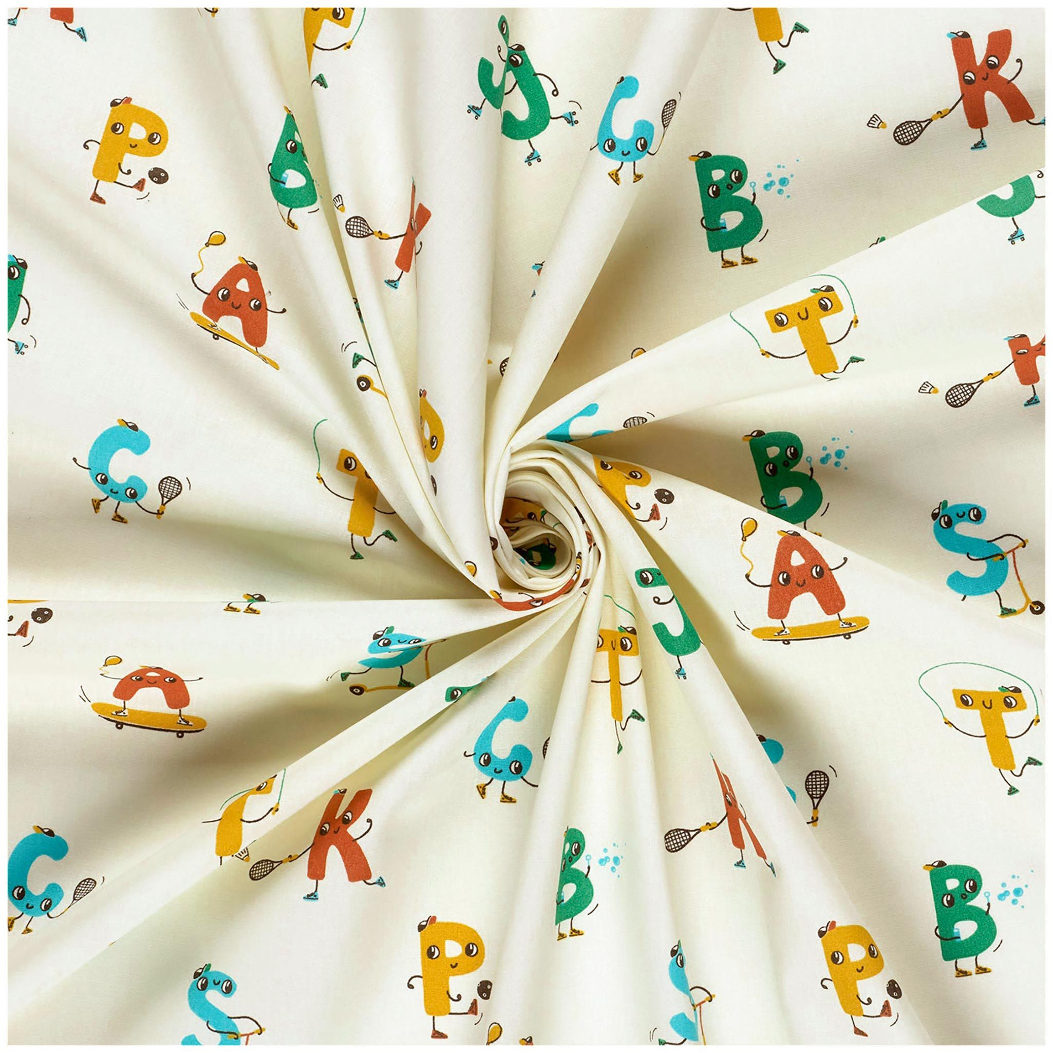 maDDma Stoff Bauwoll-Stoff Schultüte ABC-Schütze Meterware 1 x 1,45m Kinderstoff, Buchstaben