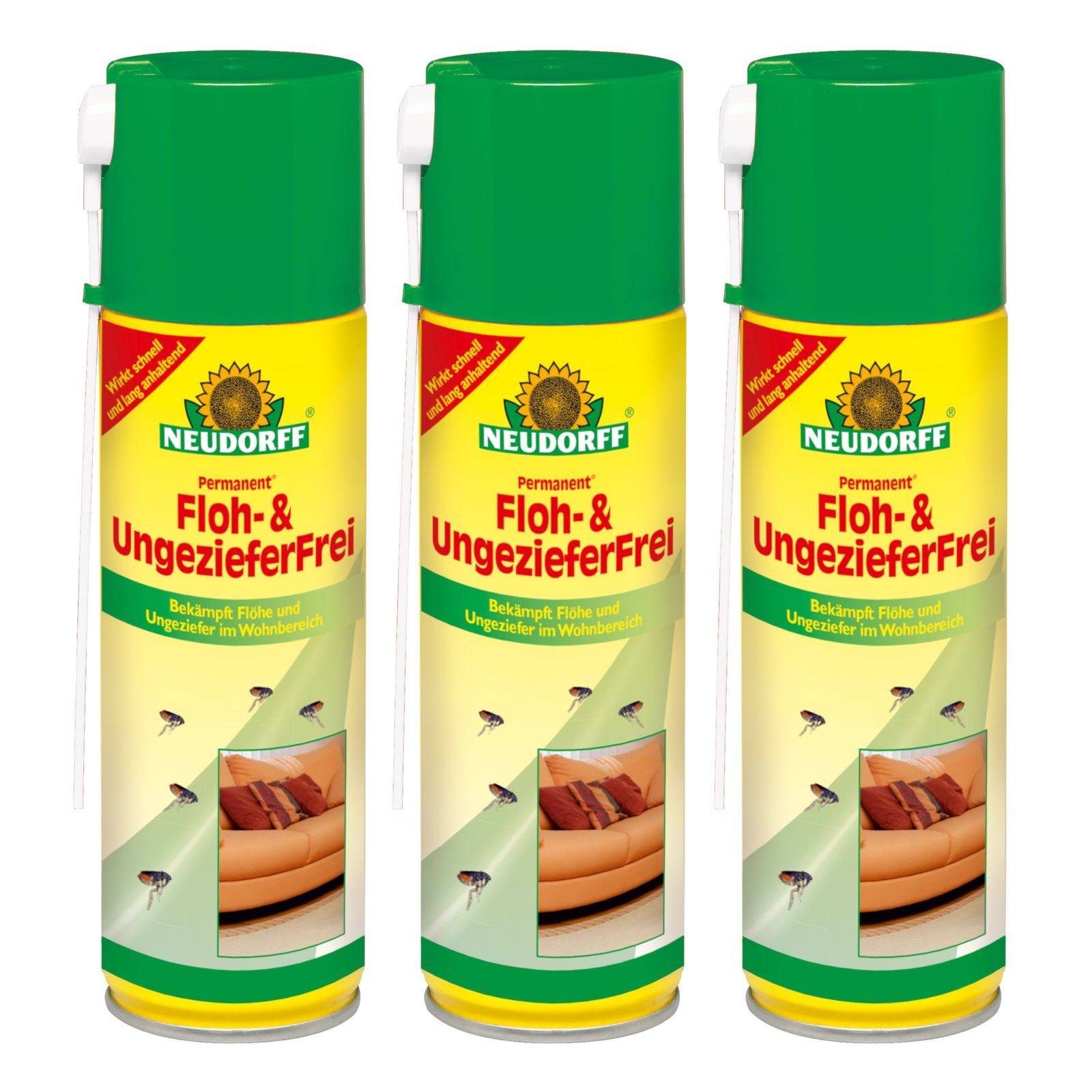 Neudorff Insektenvernichtungsmittel Permanent Floh- & UngezieferFrei - 3x 300 ml
