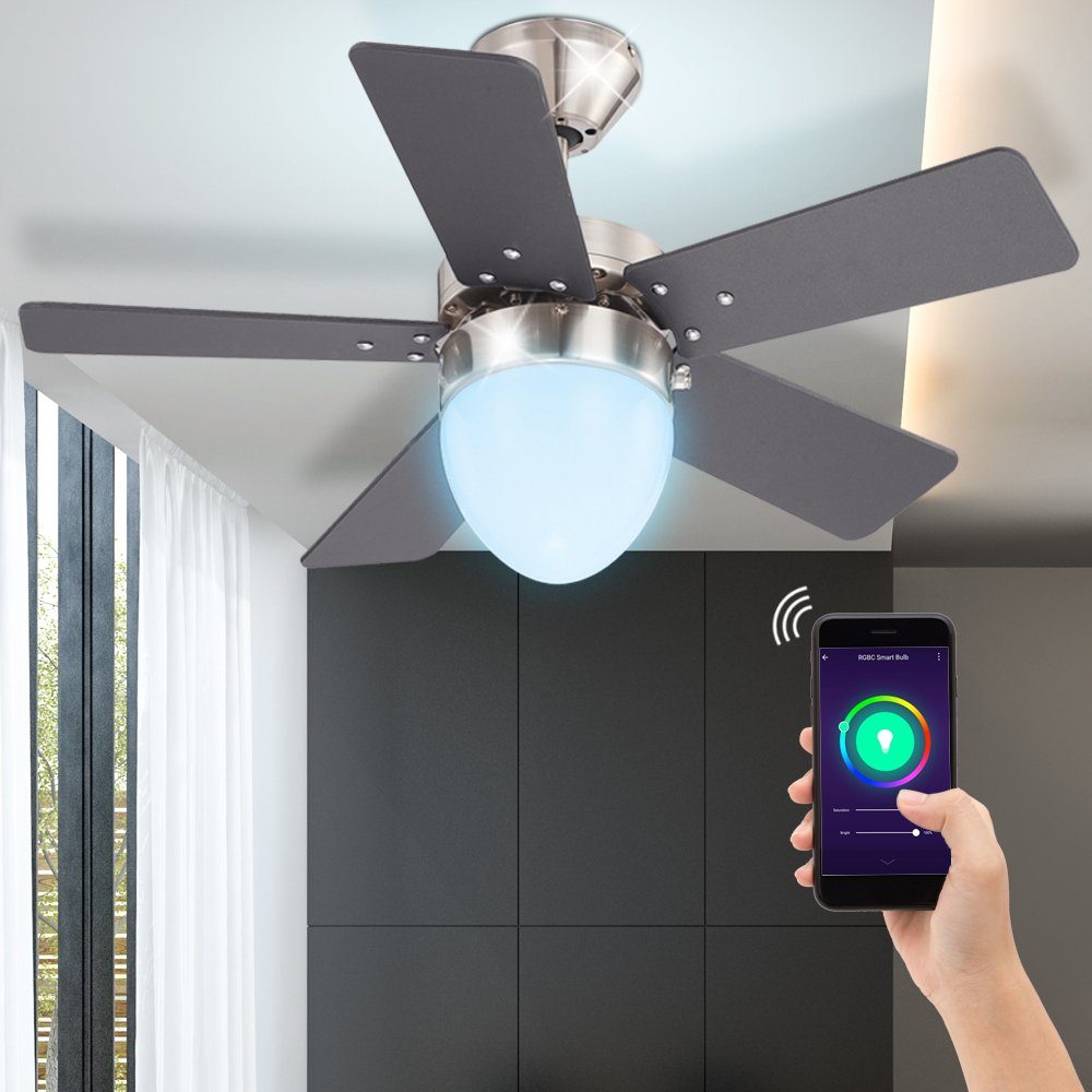 Etc Shop Deckenventilator Decken Ventilator Vor Rucklauf Lufter Sprach App Steuerung Lampe Dimmbar Rgb Led Leuchtmittel Online Kaufen Otto
