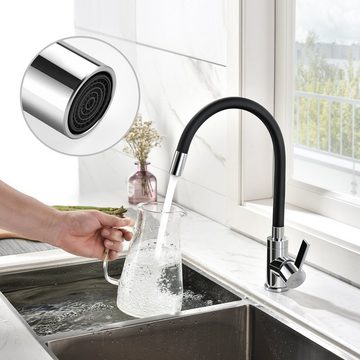 AuraLum pro Spültischarmatur Hochdruck Küchenarmatur Wasserhahn mit 360° Flexibel Mischbatterie