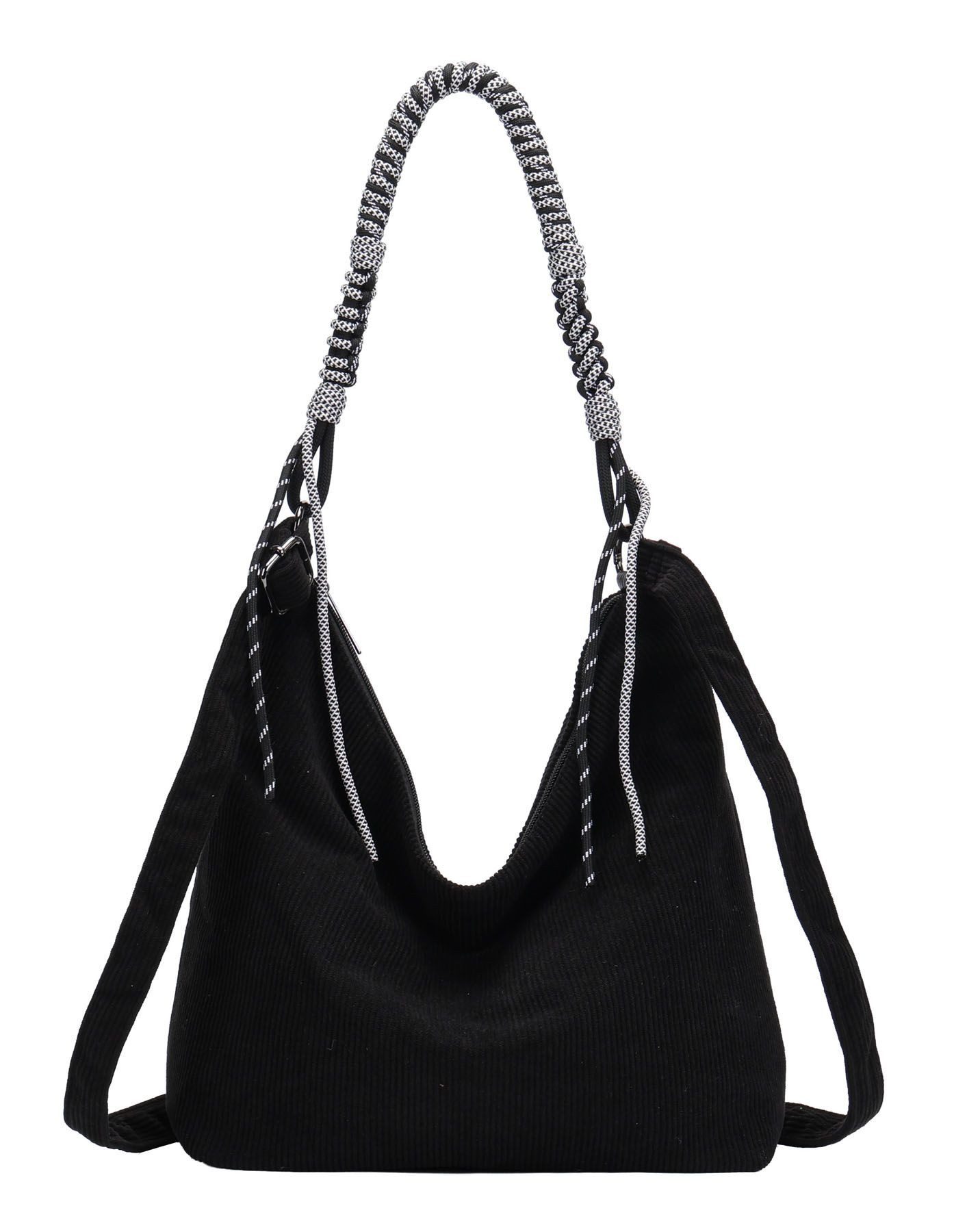 ITALYSHOP24 Schultertasche DAMEN TASCHE CORD SHOPPER Umhängetasche Hobo Bag CrossOver Freizeit, Crossbody Beuteltasche Handtasche City Bag Samt Reise Leichtgewicht
