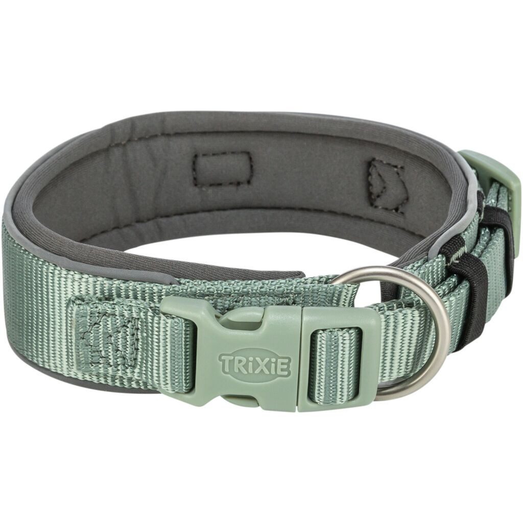 TRIXIE Hunde-Halsband Premium Halsband, extra breit - salbei/grafit - 40–48 cm/40 mm, Gurtband