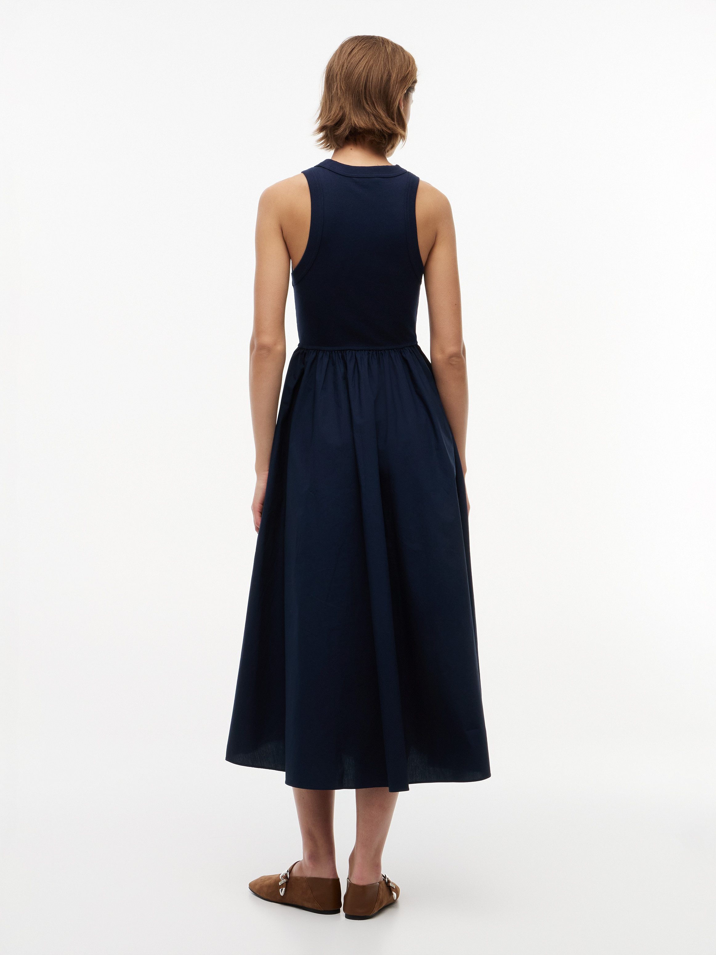 Tommy Jeans Sommerkleid TJW RIB POPLIN TANK DRESS EXT Baumwolle, figurbetont, Oberteil in gerippter Struktur