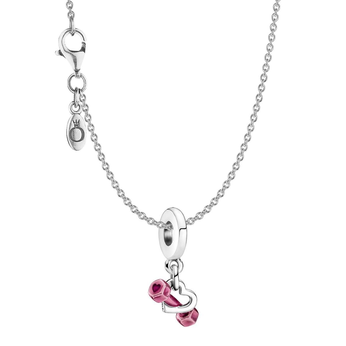 Pandora Silberkette 15080, für Damen 925 Silber Collier Hantel & Herz