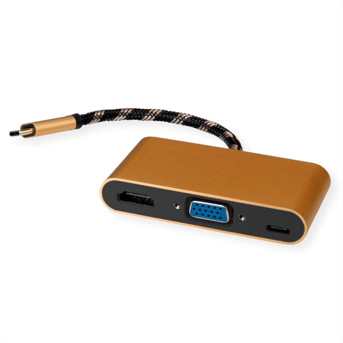 GOLD Display Adapter USB Typ C - VGA / HDMI / C (PD) Audio- & Video-Adapter